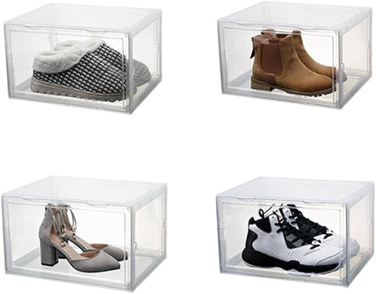 Unomor Shoe Storage Box with Dustproof and Moisture-resistant Design, Sturdy Buckle-connected Stackable Shoe Organizer for Home Closet and Sneaker Storage