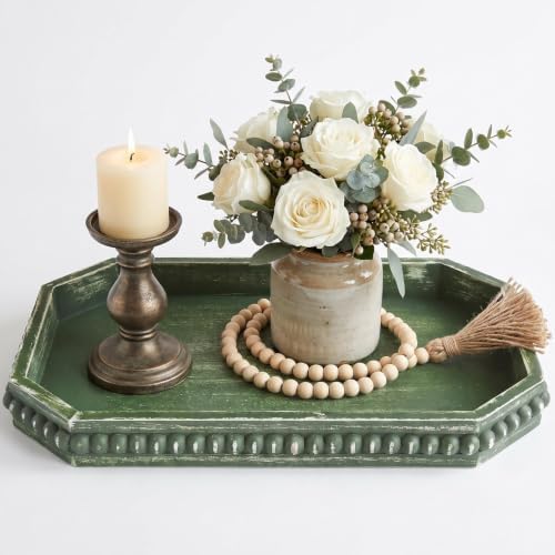 Hrastany Green Wood Decorative Tray, Coffee Table Tray for Ottoman by Hrastany