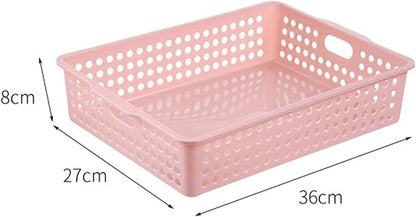 Lawei 8 Pack Plastic Storage Baskets - Colorful Paper Organizer Baskets Plastic Shelf Bins with Handles, Classroom Office File Holder for Home Office School