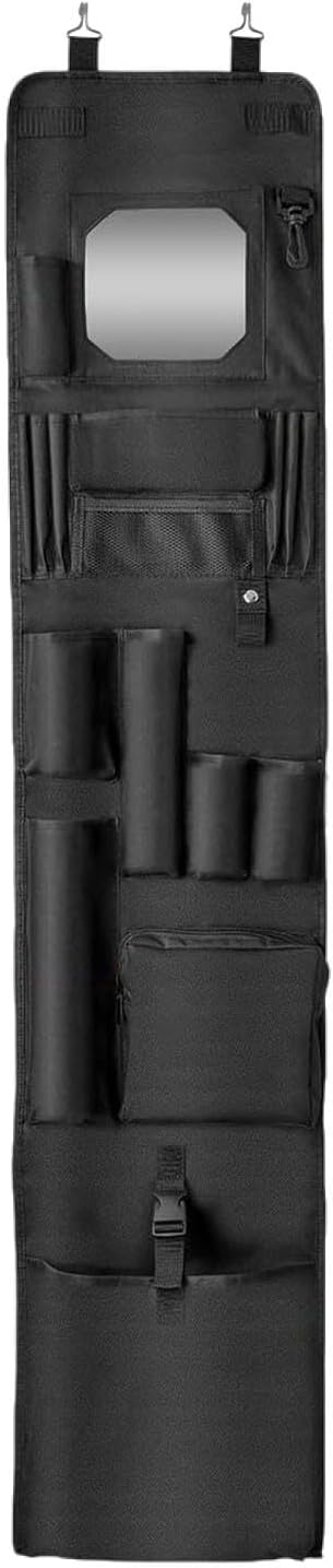 Organizer, Closet Hanging Bag, Lightweight,with Acrylic Soft Mirror Multi Pockets for Garage Office