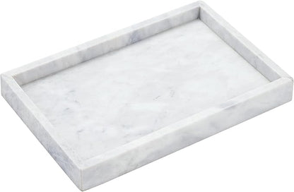 12 x 8 inch Real Natural Marble Vanity Tray, Genuine Marble Storage Tray for Cosmetics/Jewelry, Non-Resin/Non-Ceramic, Dresser Organizer Tray, Bathroom Tray, Home Decor, Kitchen, Coffee Table