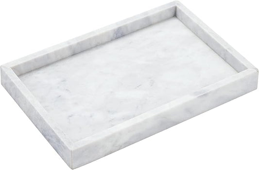12 x 8 inch Real Natural Marble Vanity Tray, Genuine Marble Storage Tray for Cosmetics/Jewelry, Non-Resin/Non-Ceramic, Dresser Organizer Tray, Bathroom Tray, Home Decor, Kitchen, Coffee Table