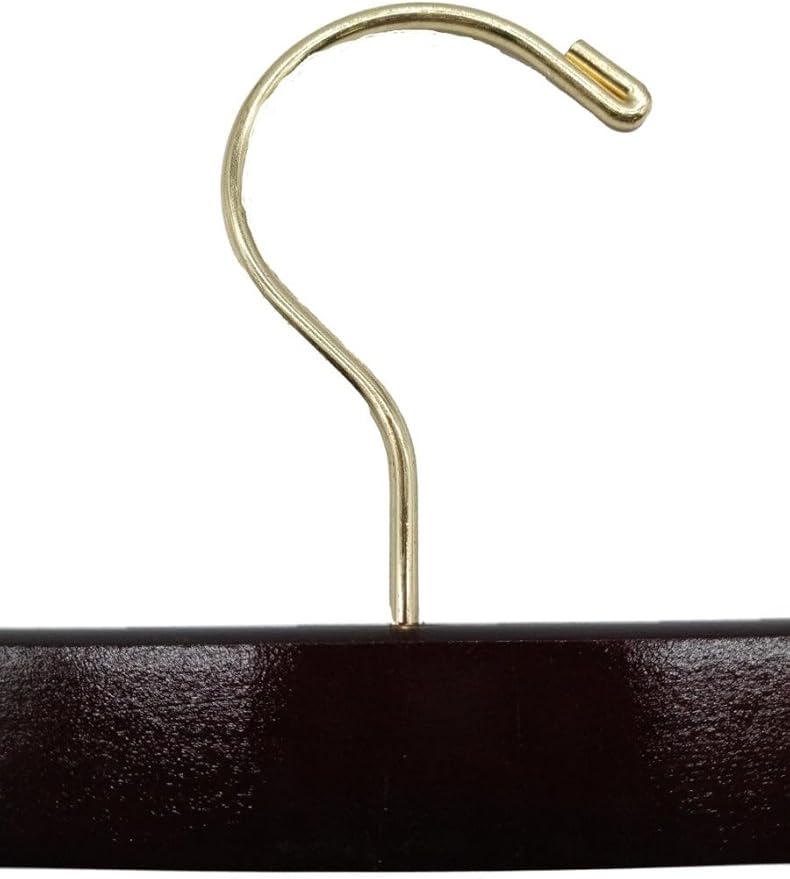 NAHANCO 14” Flat Wooden Skirt/Pant Hanger with Gold Hardware, Walnut (Pack of 100)