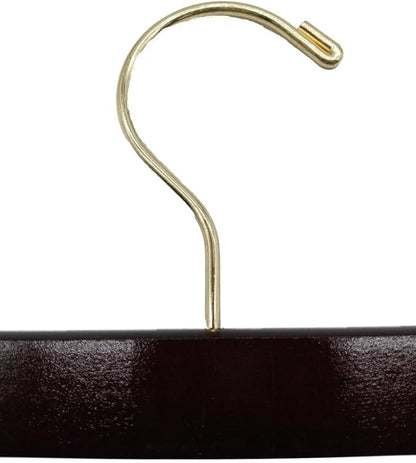 NAHANCO 14” Flat Wooden Skirt/Pant Hanger with Gold Hardware, Walnut (Pack of 100)