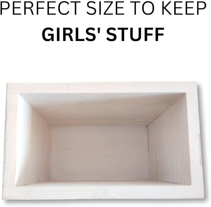 GoFika Tampon Holder for Bathroom| Feminine Product Organizer| Pad Container with Lid White| Girls Stuff Storage Box Rustic Real Wood