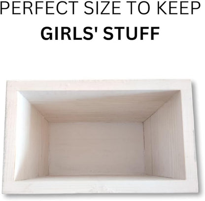 GoFika Tampon Holder for Bathroom| Feminine Product Organizer| Pad Container with Lid White| Girls Stuff Storage Box Rustic Real Wood