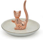 Rose Gold Lucky Kitten Rings Holder Jewelry Storage Dish Trinket Tray Decorative