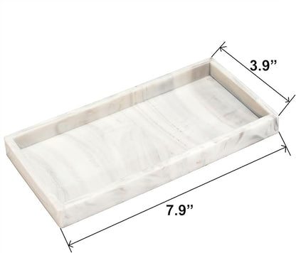DNC Silicone Bathroom Tray for Counter, 2PC 7.9" Small Vanity Tray for Countertop, Kitchen Sink Soap Tray for Dish Holder Dispenser Toilet Tank Desk Organizer