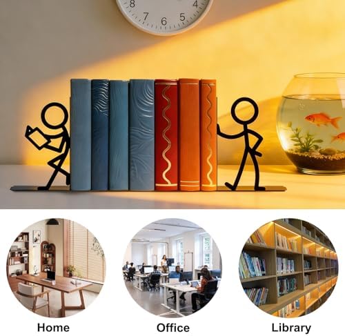 2 Pcs Metal Bookends and Red Heart Bookmark, Cute Book Ends for Book-Shelf - Image 5