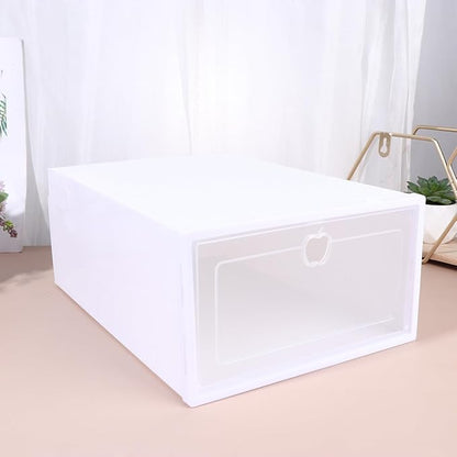 IMIKEYA 6pcs Stackable Shoe Boxes Plastic Storage Organizer with Drawer Design Small Size for Women's Sneakers and Boots, White Lid with Pattern Assorted style