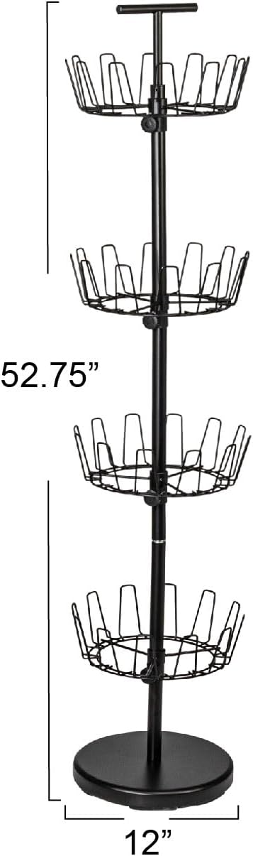 Household Essentials 4-Tier Shoe Storage Tree, Matte Black