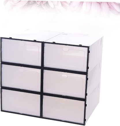 Hemobllo 6PCS Thickened Shoe Boxes Plastic Shoe Organizers Stackable Design for Footwear Storage for Sneakers Boots and Heels for Closet Organization