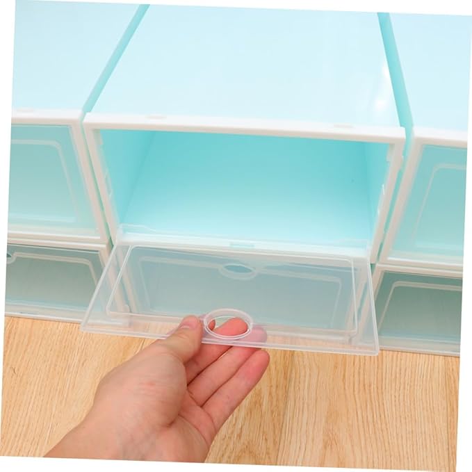 DECHOUS 6PCS Thick Shoe Storage Box Stackable Plastic Shoe Organizer with Lid Sturdy and Dustproof Container for Closet and Home Use