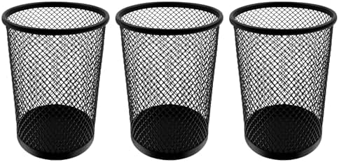HSYMQ Desk Pencil Pen Holder, Wire Mesh Pen Cup Holder for Desk Organizer and Office Desk Accessories (3 Pack) by HSYMQ