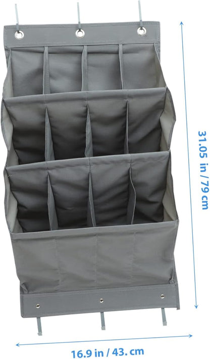 Multi Layer Hanging Storage Pouch for Door Back Oxford Cloth Multi Function Organizer with Compartments Large Capacity Closet Bag for Shoes Accessories Items Tear Resistant Gray