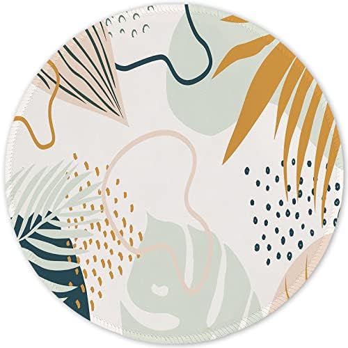 ITNRSIIET Round Mouse Pad with Stitched Edge Premium-Textured Waterproof Non-Slip Rubber Base Desktop Protection Mat Diameter 8.7 inches, Tropical Plants by +ITNRSIIET