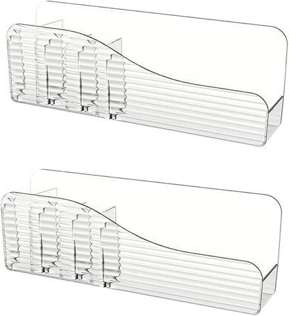 Bathroom Medicine Cabinet Organizer Set, Narrow Compact Makeup Shelves Holder for Lipstick, Cosmetic, 2 Pcs Trays for Cabinet Door Wall, Vanity - Clear