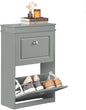 SoBuy Small Shoe Cabinet, Slim Shoe Rack 2 Flip-Drawers, Thin Shoe Storage Cupboard Organizer Unit for Entryway and Hallway, Grey FSR78-HG