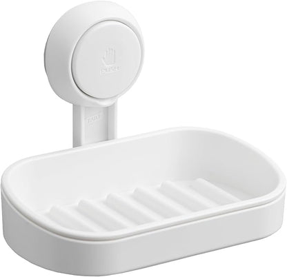 TAILI Soap Holder Soap Dish for Shower, Suction Cup Soap Holder for Shower Wall, Bathroom Accessories, Removable Strong Hold Soap Saver, Drill Free, White