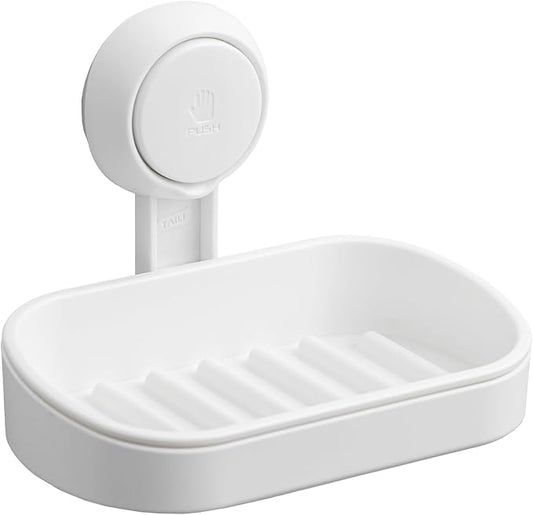TAILI Soap Holder Soap Dish for Shower, Suction Cup Soap Holder for Shower Wall, Bathroom Accessories, Removable Strong Hold Soap Saver, Drill Free, White