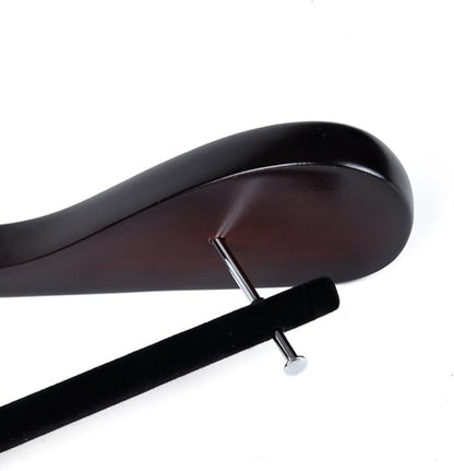 Luxury Wide Shoulder Wooden Hangers 2 Pack, with Velvet Bar, Smooth Mahogany Finish Wood Suit Hanger Coat Hanger for Closet, Holds Upto 20lbs, 360° Swivel Hook, for Jacket, Dress Heavy Clothes Hangers