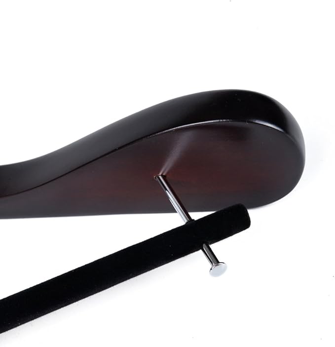 Luxury Wide Shoulder Wooden Hangers 6 Pack, with Velvet Bar, Smooth Mahogany Finish Wood Suit Hanger Coat Hanger for Closet, Holds Upto 20lbs, 360° Swivel Hook, for Jacket, Dress Heavy Clothes Hangers