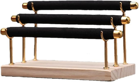 Magik 1-2 Ring Display Holder Detachable Tier Rack Jewelry Storage Organizer Tower (3 Layers, Black)