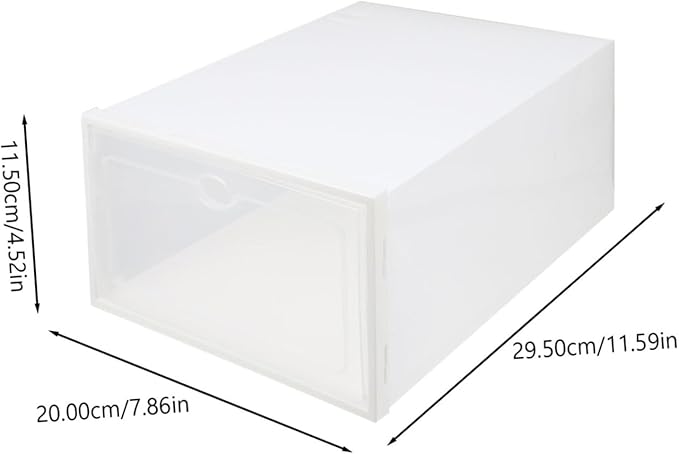 VILLCASE 4pcs Thickened Transparent Plastic Shoe Boxes Home Use Dustproof Shoe Storage Holders with White Frame Stackable Organizer Containers