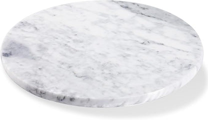 12" Mable Lazy Susan, 100% Natural Marble Round Tray with Silent Rotating, Kitchen Turntable Storage Turner Revolving Cake Leveler Spinner for Cupcake, Food, Seasoning