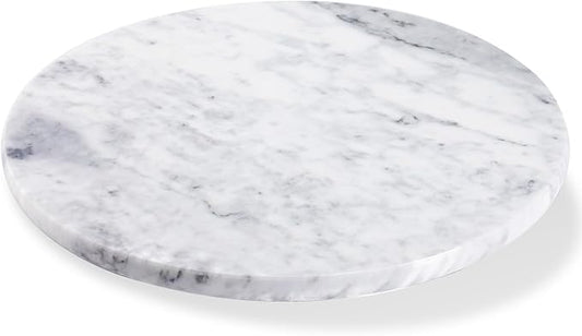 12" Mable Lazy Susan, 100% Natural Marble Round Tray with Silent Rotating, Kitchen Turntable Storage Turner Revolving Cake Leveler Spinner for Cupcake, Food, Seasoning