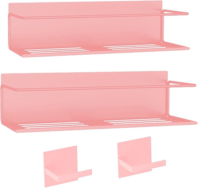 Magnetic Spice Rack For Refrigerator, Space Saving Magnetic Shelf For Fridge Pink 2 Pack With Magnetic Paper Towel Holder