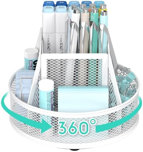 YINGHUA 360°Rotating Mesh Desk Organizer & Pen Holder - White by YINGHUA
