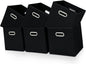 Black Fabric Cubby Storage Bins,13x13x13 Inches ,Cube Organizer Bin Foldable Storage Boxes with Dual Handles Fabric Organizer Box and collapsible Storage basket,Set of 6,Black