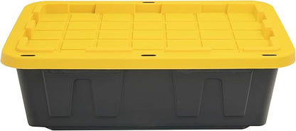CX BLACK & YELLOW, 15-Gallon Heavy Duty Tough Storage Container & Snap-Tight Lid, (9.5H x 20.6W x 30.6D), Weather-Resistant Design and Stackable Organization Tote [5 Pack]