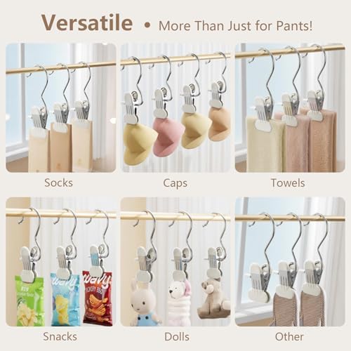 40 Pack Wide Leggings Hangers for Closet, Metal Pants Hangers with Clips, Non-Slip Skirt Boot Skirt Jeans Hanger, Stackable Closet Organizer Space Saving White - Image 4
