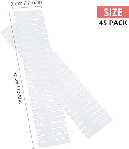 45 Pack Drawer Dividers, Plastic Adjustable Drawer Storage Organizer for Tidying Clutter Socks, Underwear, Makeup, Kitchen, Dresser White