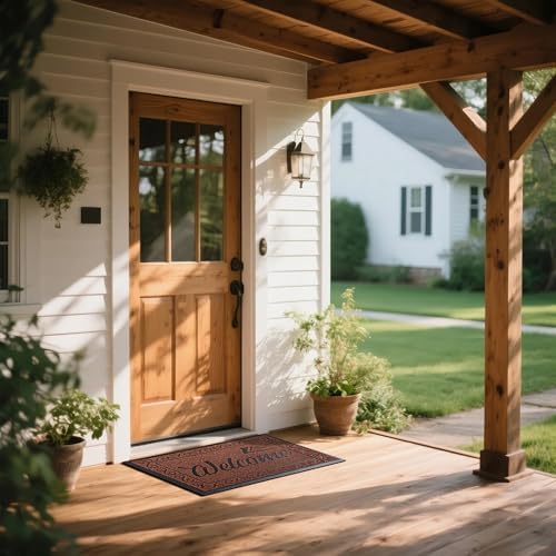 Yimobra Welcome Mat Outdoor Indoor, Waterproof Heavy Duty Front Door Mat Outside Entrance, Extra Sturdy Non-Slip Doormat, Low Profile, Dirt Trapping, 36x24 Inches, Maroon - Image 3