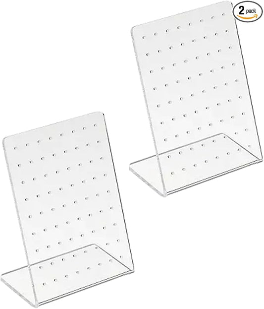 2Pcs White Earrings Stand Display Showing Showcase Rack Ear Cuff Studs Holder Hanger Hook 72 Holes 36 Pairs 72 Holes translucent Jewelry Towers