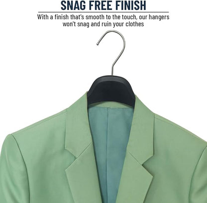 All Hung Up Hangers Plastic Coat Hangers, Clothes Hangers, (Black, 12pk)
