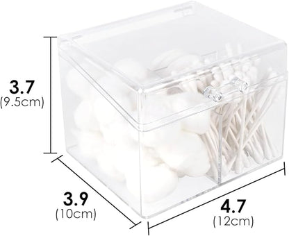 Adorila 4-Compartment Clear Organizer with Lid - Easy-Open Handle Box for Flossers, Hair Ties & Swabs - Dustproof Bathroom Storage