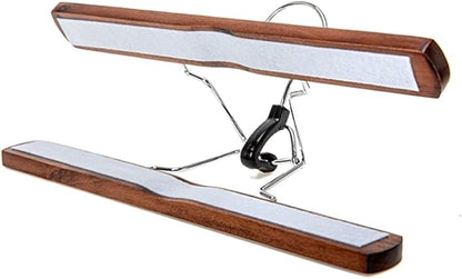 Wooden Skirt Hanger Wood Skirt Clip Non Slip 3 Pack Clothe Hanger Pant Hanger-Brown