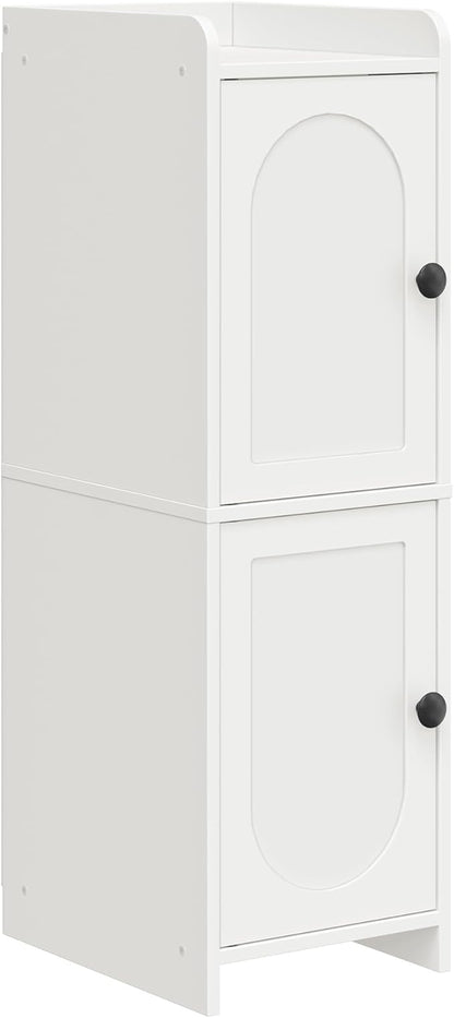 CHOEZON Toilet Paper Cabinet, Small Corner Floor Cabinet, Freestanding Toilet Paper Storage Cabinet with 2 Doors, Narrow Bathroom Cabinet, for Small Spaces, Bathroom, Living Room, Kitchen, White