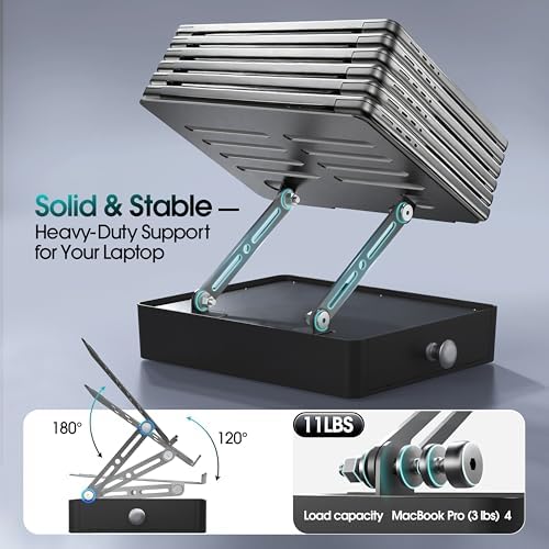 Laptop Stand with Storage Drawer, Heavy-Duty Metal Laptop Riser for Desk - Image 6