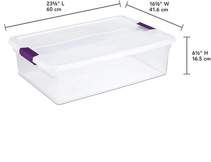 Sterilite 6-Pack 32 Quart ClearView Latch Box, Stackable Organizer Bins with Latching Lids - Clear Plastic Organization Containers for Closet, Bedroom, Shelving Units and Everyday Home Storage