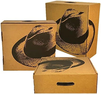 Hat Box for Travel, Protective Storage Organizer, Lightweight Travel Case (3 Pack - Fedora Design)
