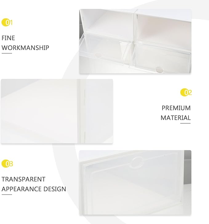 Milisten 4pcs Plastic Shoe Storage Boxes with White Frame, Thickened Waterproof Dustproof Multi-function Shoe Organizers for Home Use