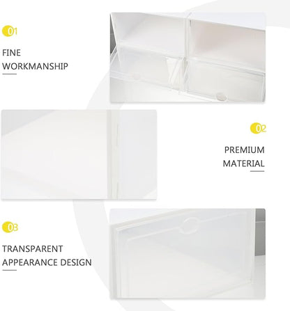 Milisten 4pcs Plastic Shoe Storage Boxes with White Frame, Thickened Waterproof Dustproof Multi-function Shoe Organizers for Home Use