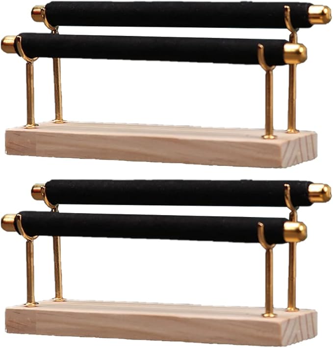 Magik 1-2 Ring Display Holder Detachable Tier Rack Jewelry Storage Organizer Tower (2 Layers, Black)