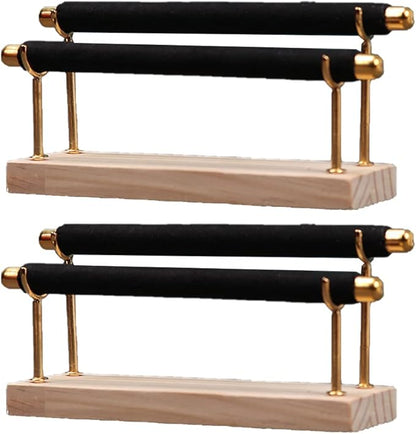 Magik 1-2 Ring Display Holder Detachable Tier Rack Jewelry Storage Organizer Tower (2 Layers, Black)