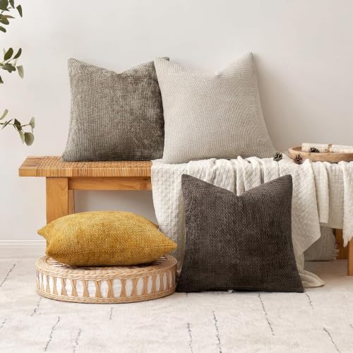 MIULEE Decorative Gold Euro Sham Throw Pillow Covers 26x26 Inch 2 Pack - Image 4